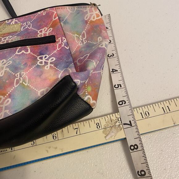 Luv Betsy By Betsey Johnson Crossbody Purse Black Purple Logo Faux Leather - Picture 5 of 6